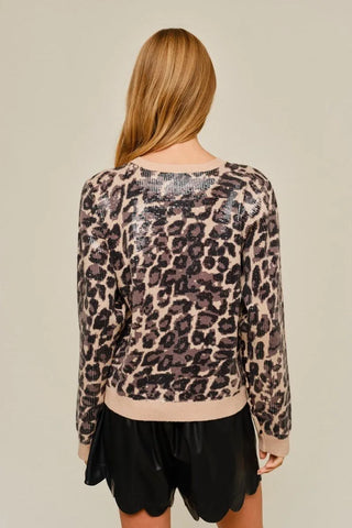 Sequin Print Sweater - Black