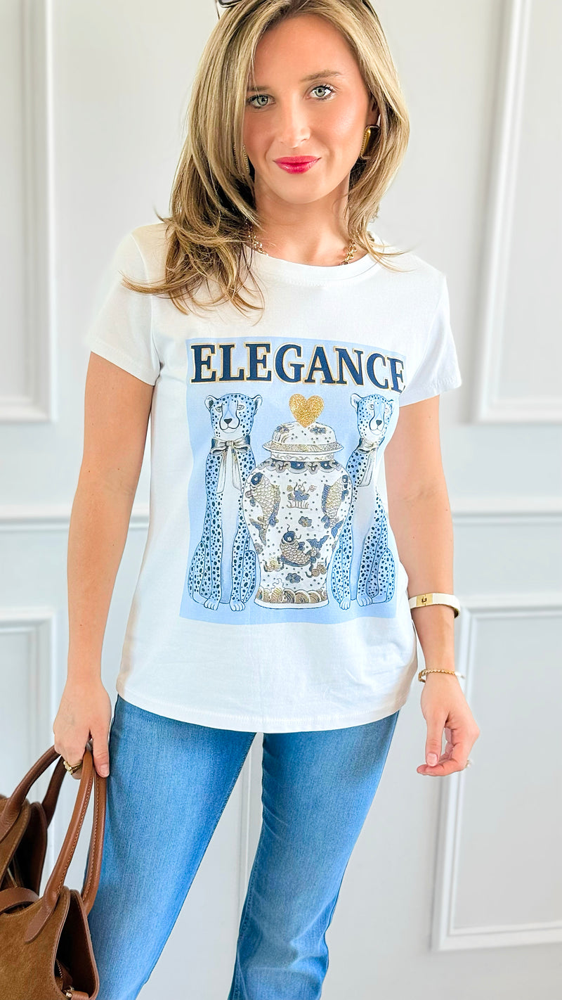 Blue Elegance Premium Italian T-Shirt-110 Short Sleeve Tops-Mitica & Co-Coastal Bloom Boutique, find the trendiest versions of the popular styles and looks Located in Indialantic, FL