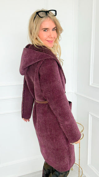 Luxe Hooded Corduroy Italian Coat