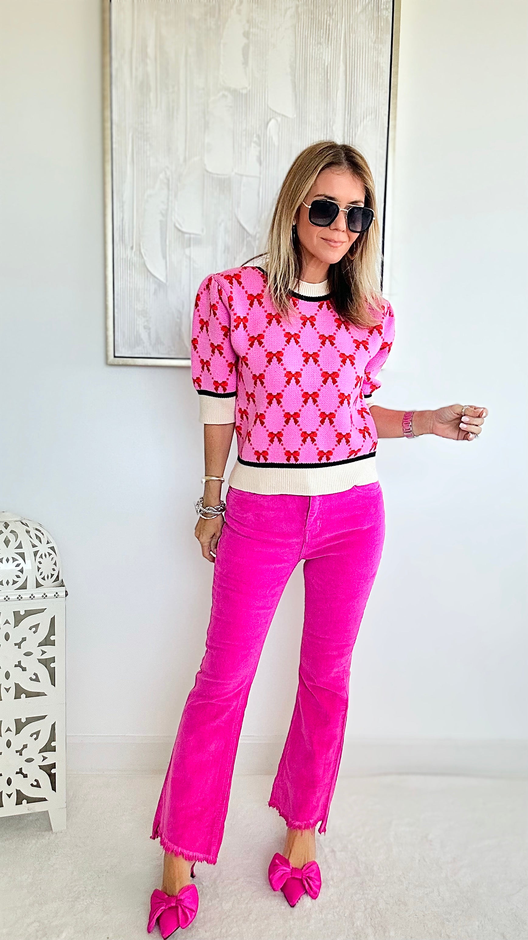 Raw Edge Magenta Corduroy Pants-170 Bottoms-Q2-Coastal Bloom Boutique, find the trendiest versions of the popular styles and looks Located in Indialantic, FL