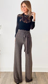 Showstopper Shimmer Tie Waist Pants - Gold/Silver-170 Bottoms-Valentine-Coastal Bloom Boutique, find the trendiest versions of the popular styles and looks Located in Indialantic, FL