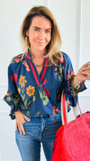 Floral Poetry Woven Top-110 Long Sleeve Tops-Umgee-Coastal Bloom Boutique, find the trendiest versions of the popular styles and looks Located in Indialantic, FL