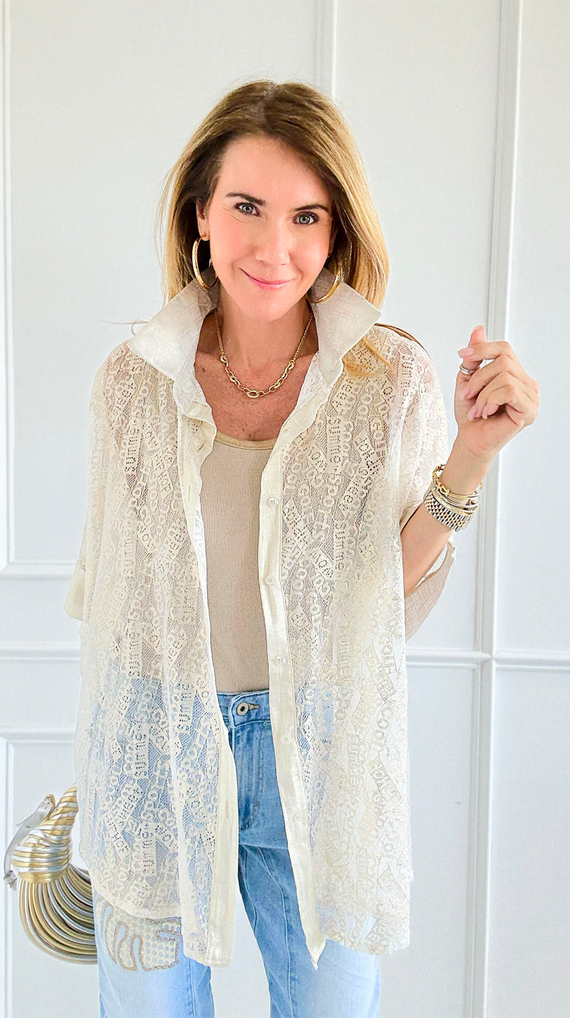 Radiant Lace Illusion Italian Blouse-170 Bottoms-SEÑORITA C-Coastal Bloom Boutique, find the trendiest versions of the popular styles and looks Located in Indialantic, FL