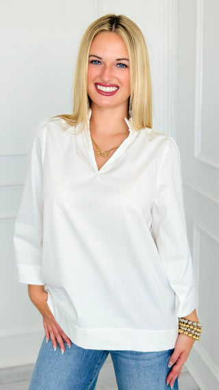 Soft Focus Wide Sleeve Top - White