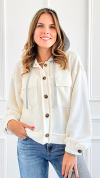 Relaxed Utility Knit Jacket - Cream-160 Jackets-Zenana-Coastal Bloom Boutique, find the trendiest versions of the popular styles and looks Located in Indialantic, FL