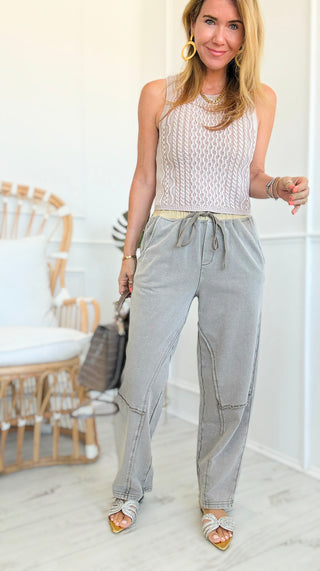 Washed Ribbed Barrel Pants