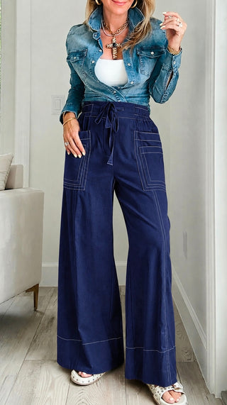 Structured Ease Pants - Dark Navy