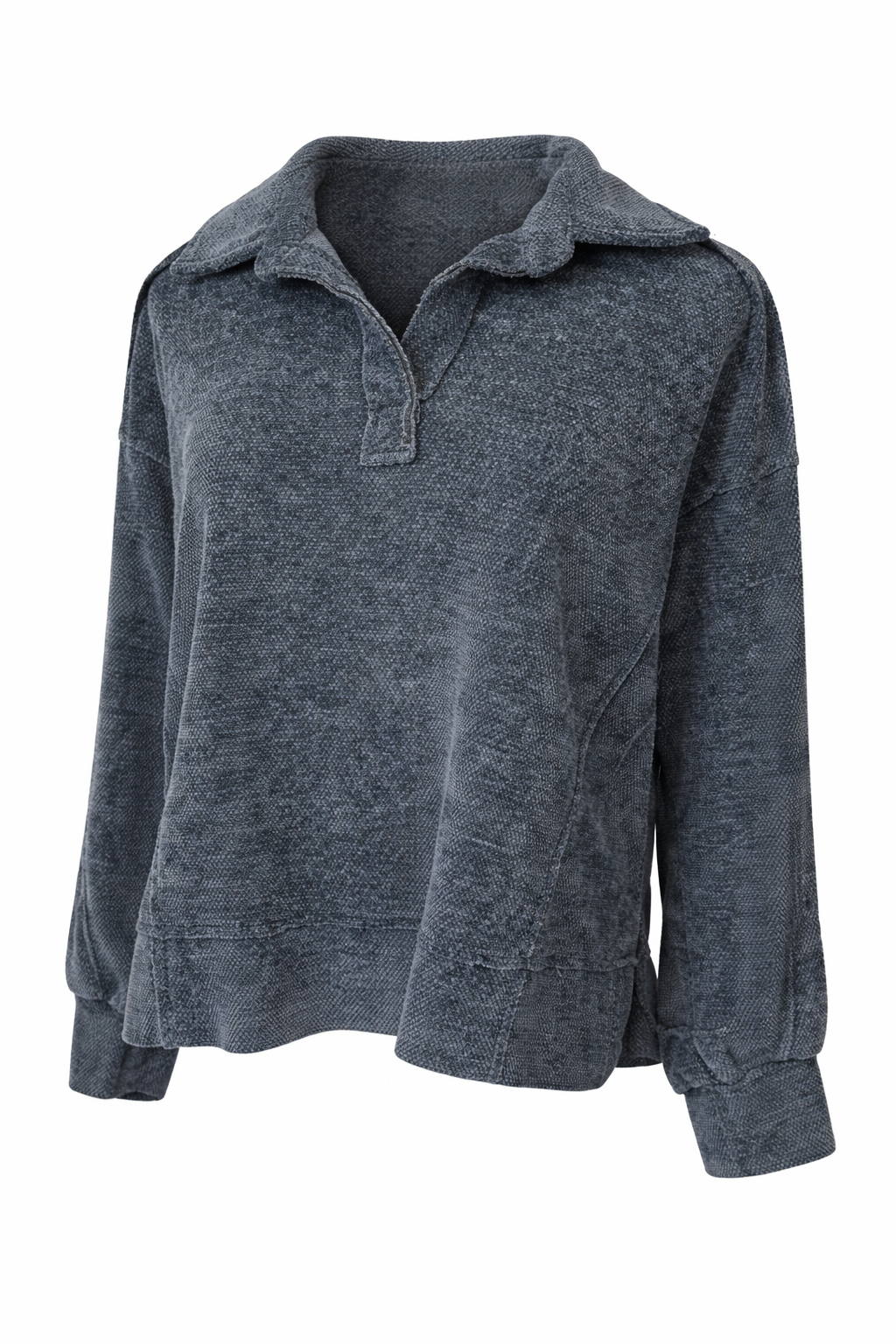 Wander Ease Textured Collar Top