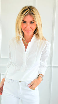 The Classic Tuxedo Italian Blouse- White