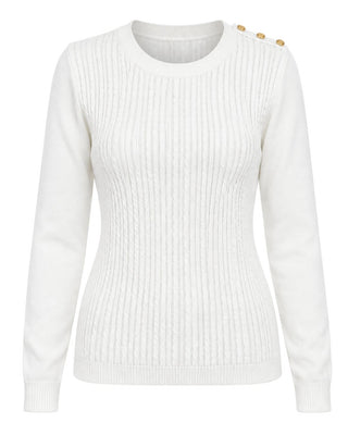 Cable Knit Crew Neck Sweater - Ivory