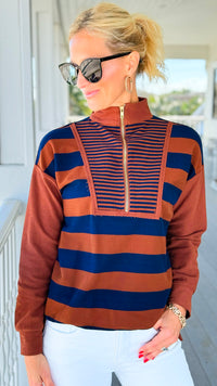 Varsity Lines Top-110 Long Sleeve Tops-Umgee-Coastal Bloom Boutique, find the trendiest versions of the popular styles and looks Located in Indialantic, FL