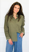 Delicate Edge Embroidered Blouse- Olive-170 Bottoms-V SKY-Coastal Bloom Boutique, find the trendiest versions of the popular styles and looks Located in Indialantic, FL