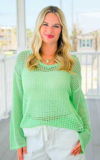 Open Weave V-Neck Top