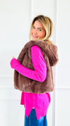 Winter Whisper Faux Fur Vest- Chocolate-160 Jackets-IRIS-Coastal Bloom Boutique, find the trendiest versions of the popular styles and looks Located in Indialantic, FL