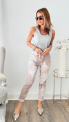 Splash Of Silver Italian Joggers - Blush-180 Joggers-Germany-Coastal Bloom Boutique, find the trendiest versions of the popular styles and looks Located in Indialantic, FL