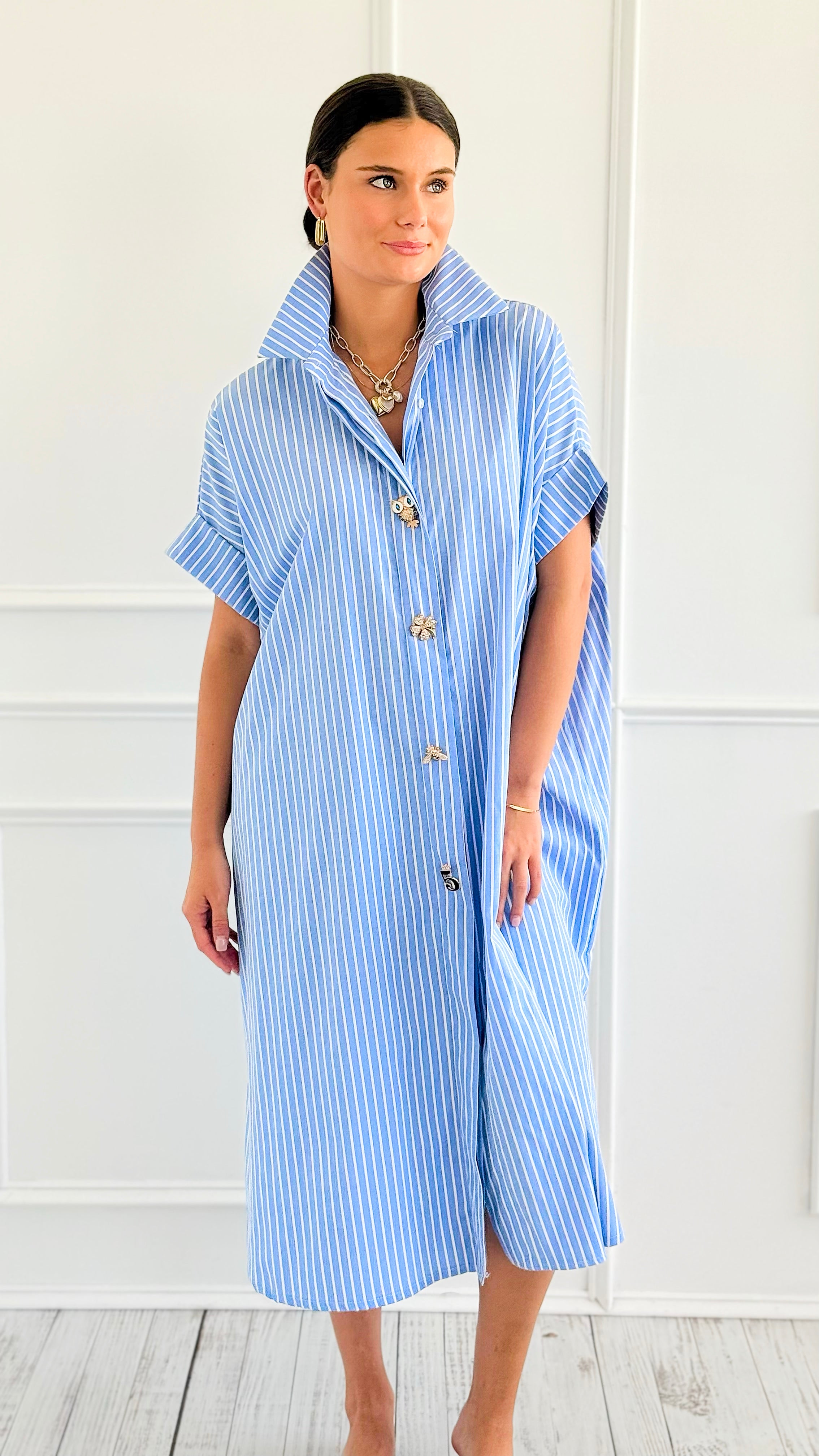 Whimsy Lane Italian Button Dress-200 Dresses/Jumpsuits/Rompers-TATTOO Z-Coastal Bloom Boutique, find the trendiest versions of the popular styles and looks Located in Indialantic, FL