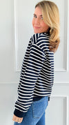 Nautical Stripe Sweatshirt-110 Long Sleeve Tops-English Factory-Coastal Bloom Boutique, find the trendiest versions of the popular styles and looks Located in Indialantic, FL