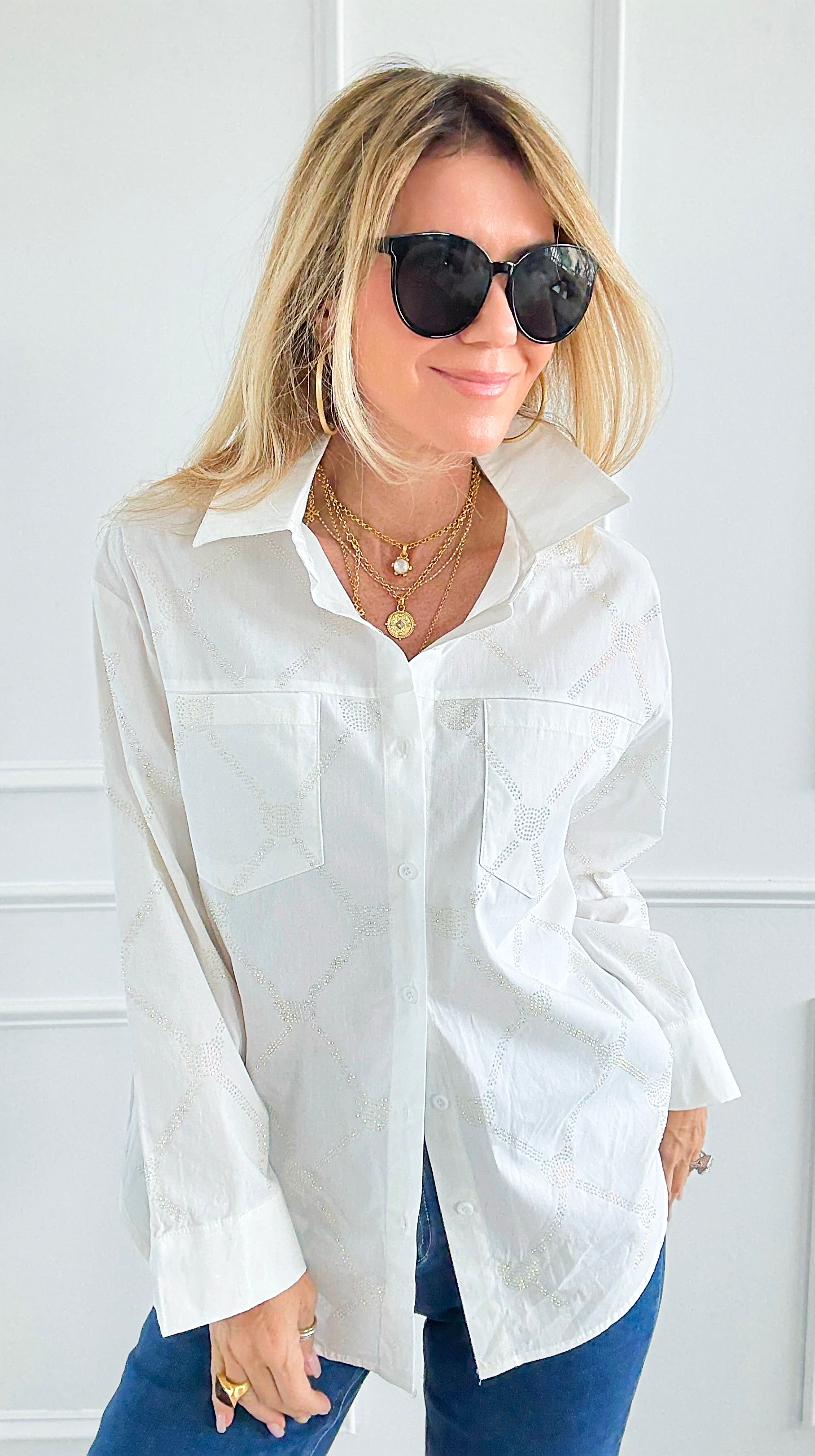 Subtle Sparkle Top-130 Long Sleeve Tops-PASTEL DESIGN-Coastal Bloom Boutique, find the trendiest versions of the popular styles and looks Located in Indialantic, FL