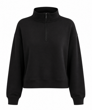 Chic Quarter-Zip Sweatshirt - Black