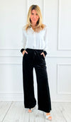 Plush Pull on Pant-Black-100 Pants-NALI COLLECTIONS-Coastal Bloom Boutique, find the trendiest versions of the popular styles and looks Located in Indialantic, FL