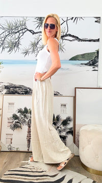 Dreamy Pintuck Wide Pants - Natural-170 Bottoms-ee:some-Coastal Bloom Boutique, find the trendiest versions of the popular styles and looks Located in Indialantic, FL