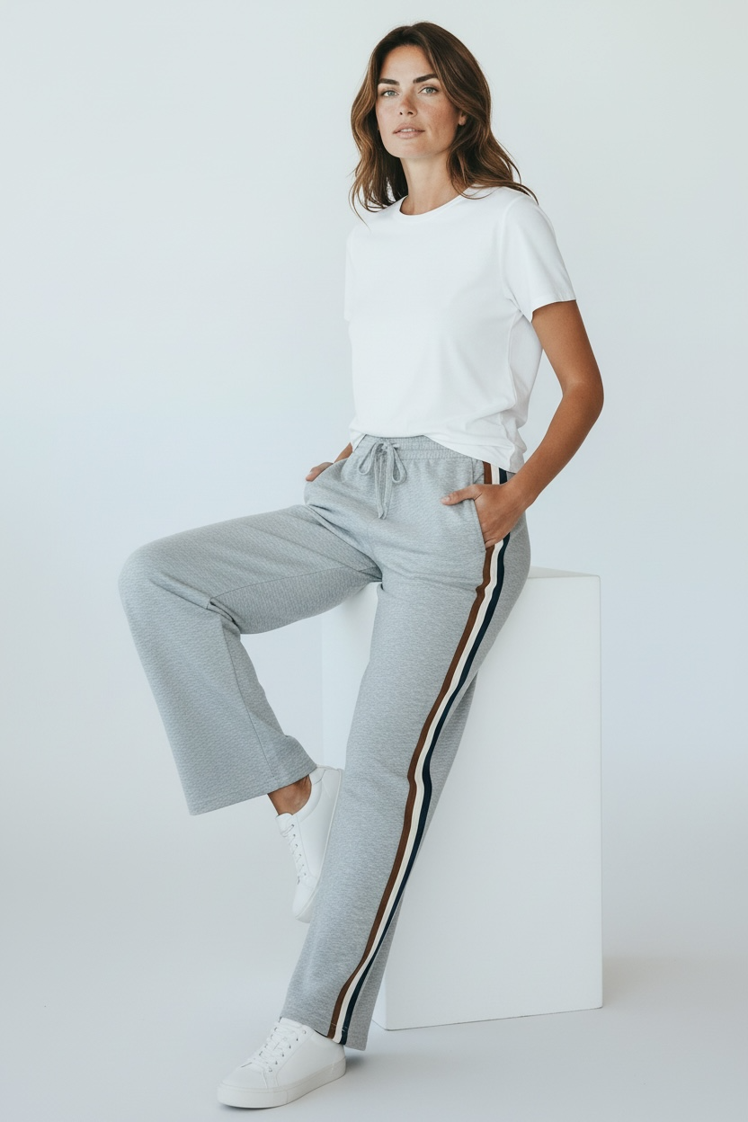 Retro Track Stripe Pant - H.Grey-100 Pants-JODIFL-Coastal Bloom Boutique, find the trendiest versions of the popular styles and looks Located in Indialantic, FL