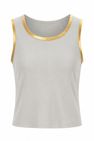 Gold Edge Italian Tank Top- Greige