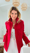 Eileen Fall Shacket - Red-160 Jackets-Rosio-Coastal Bloom Boutique, find the trendiest versions of the popular styles and looks Located in Indialantic, FL