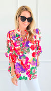 Palette Bloom Long Sleeve Blouse-110 Long Sleeve Tops-JODIFL-Coastal Bloom Boutique, find the trendiest versions of the popular styles and looks Located in Indialantic, FL