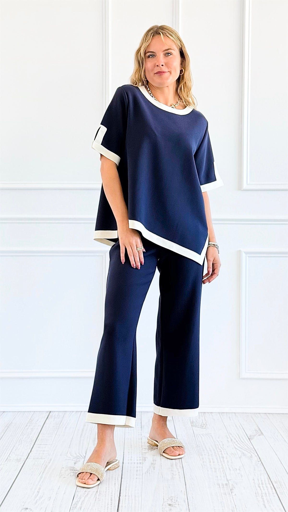 Sailor Trim Wide-Leg Pants-170 Bottoms-Joh Apparel-Coastal Bloom Boutique, find the trendiest versions of the popular styles and looks Located in Indialantic, FL