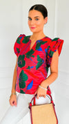Garden Bloom Notch Neck Top-110 Short Sleeve Tops-JODIFL-Coastal Bloom Boutique, find the trendiest versions of the popular styles and looks Located in Indialantic, FL