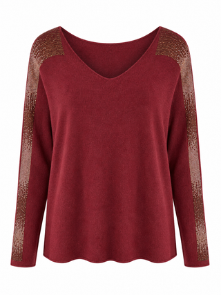 Shine Sleeve Italian Knit Sweater- Burgundy