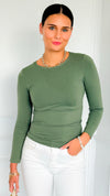 Second Skin Long Sleeve Top - Smoky Olive-130 Long Sleeve Tops-YELETE-Coastal Bloom Boutique, find the trendiest versions of the popular styles and looks Located in Indialantic, FL
