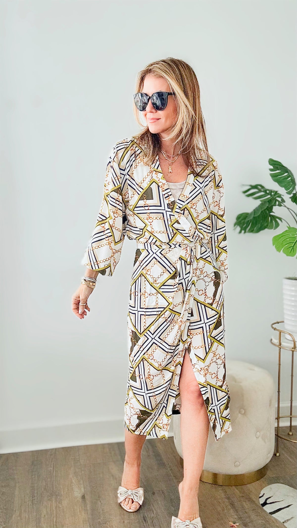 Wrapped in Chains Slit Midi Dress-200 Dresses/Jumpsuits/Rompers-Rousseau-Coastal Bloom Boutique, find the trendiest versions of the popular styles and looks Located in Indialantic, FL