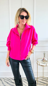 City Glow Scuba Jacket - Hot Pink-160 Jackets-Zenana-Coastal Bloom Boutique, find the trendiest versions of the popular styles and looks Located in Indialantic, FL