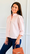 Graceful Stripes Button-Up Blouse - Blush-130 Long sleeve top-Jodifl-Coastal Bloom Boutique, find the trendiest versions of the popular styles and looks Located in Indialantic, FL