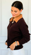 Cable Stitch Italian Button Cardigan- Chocolate-170 Bottoms-Italianissimo-Coastal Bloom Boutique, find the trendiest versions of the popular styles and looks Located in Indialantic, FL