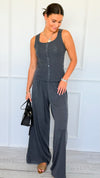 Triple Play 3 Pieces Italian Set- Dark Gray-210 Loungewear/Sets-Italianissimo-Coastal Bloom Boutique, find the trendiest versions of the popular styles and looks Located in Indialantic, FL