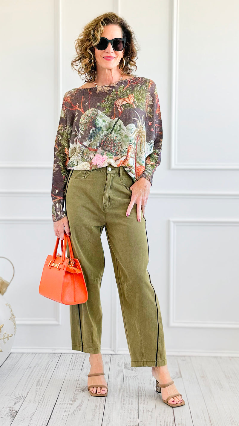 Botanical Safari Lurex St Tropez Knit- Brown-140 Sweaters-SORPRESA-Coastal Bloom Boutique, find the trendiest versions of the popular styles and looks Located in Indialantic, FL