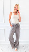 Carefree Fresh Italian Pant- Dark Taupe-100 Pants-Italianissimo-Coastal Bloom Boutique, find the trendiest versions of the popular styles and looks Located in Indialantic, FL