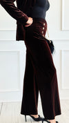 Smooth Sailing Velvet Pants - Brown-170 Bottoms-Must Have-Coastal Bloom Boutique, find the trendiest versions of the popular styles and looks Located in Indialantic, FL