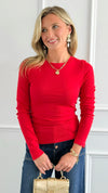Modern Muse Top - Red-130 Long Sleeve Tops-Rosio-Coastal Bloom Boutique, find the trendiest versions of the popular styles and looks Located in Indialantic, FL