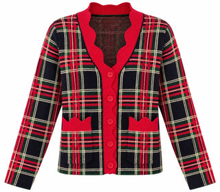 Plaid Button Cardigan