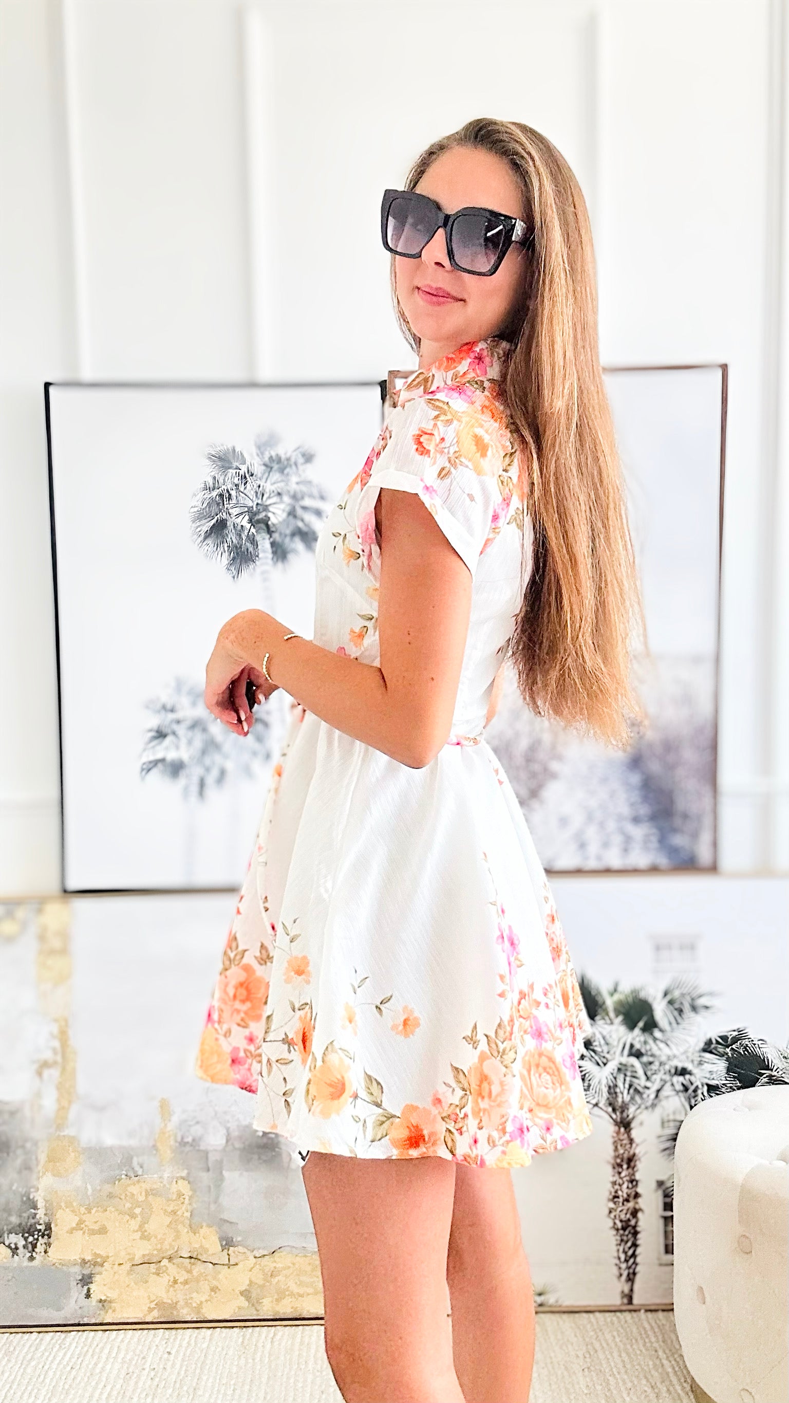 Floral Print Collar Neck Dress-200 Dresses/Jumpsuits/Rompers-Main Strip-Coastal Bloom Boutique, find the trendiest versions of the popular styles and looks Located in Indialantic, FL