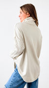 Cable Turtleneck Italian Sweater- Oyster-140 Sweaters-Italianissimo-Coastal Bloom Boutique, find the trendiest versions of the popular styles and looks Located in Indialantic, FL