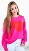 Shop Damage Sweetheart Knit Sweater - Hot Pink-140 Sweaters-MIRACLE-Coastal Bloom Boutique, find the trendiest versions of the popular styles and looks Located in Indialantic, FL