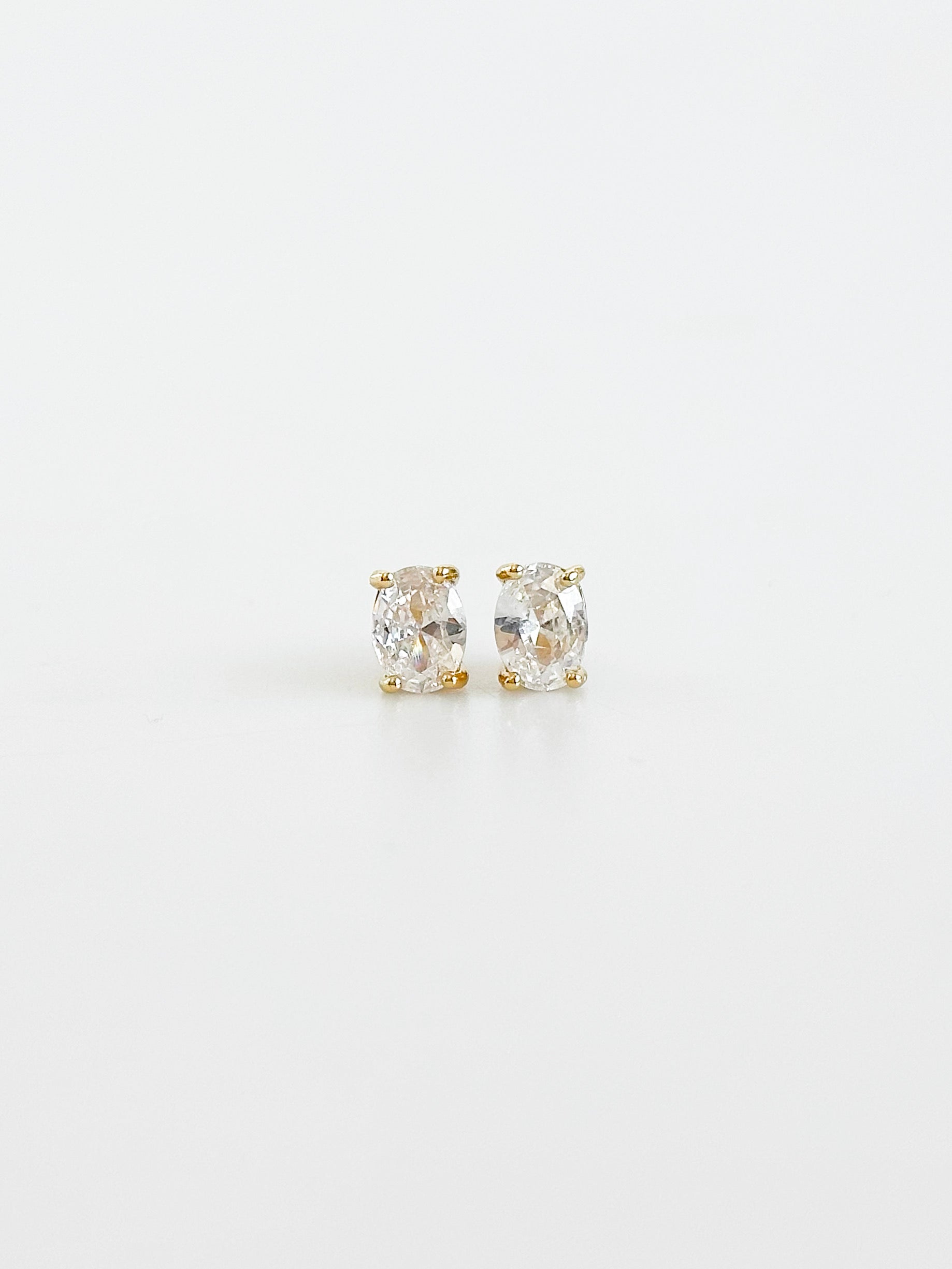 CZ Clear Oval Stud Earrings-230 Jewelry-Darling-Coastal Bloom Boutique, find the trendiest versions of the popular styles and looks Located in Indialantic, FL