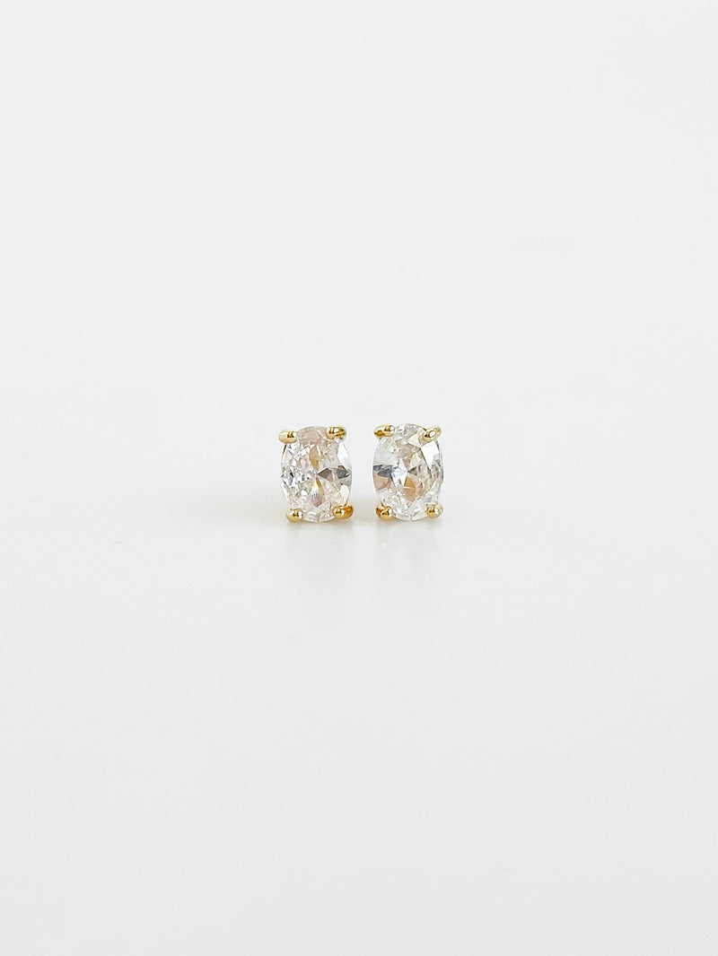 CZ Clear Oval Stud Earrings-230 Jewelry-Darling-Coastal Bloom Boutique, find the trendiest versions of the popular styles and looks Located in Indialantic, FL