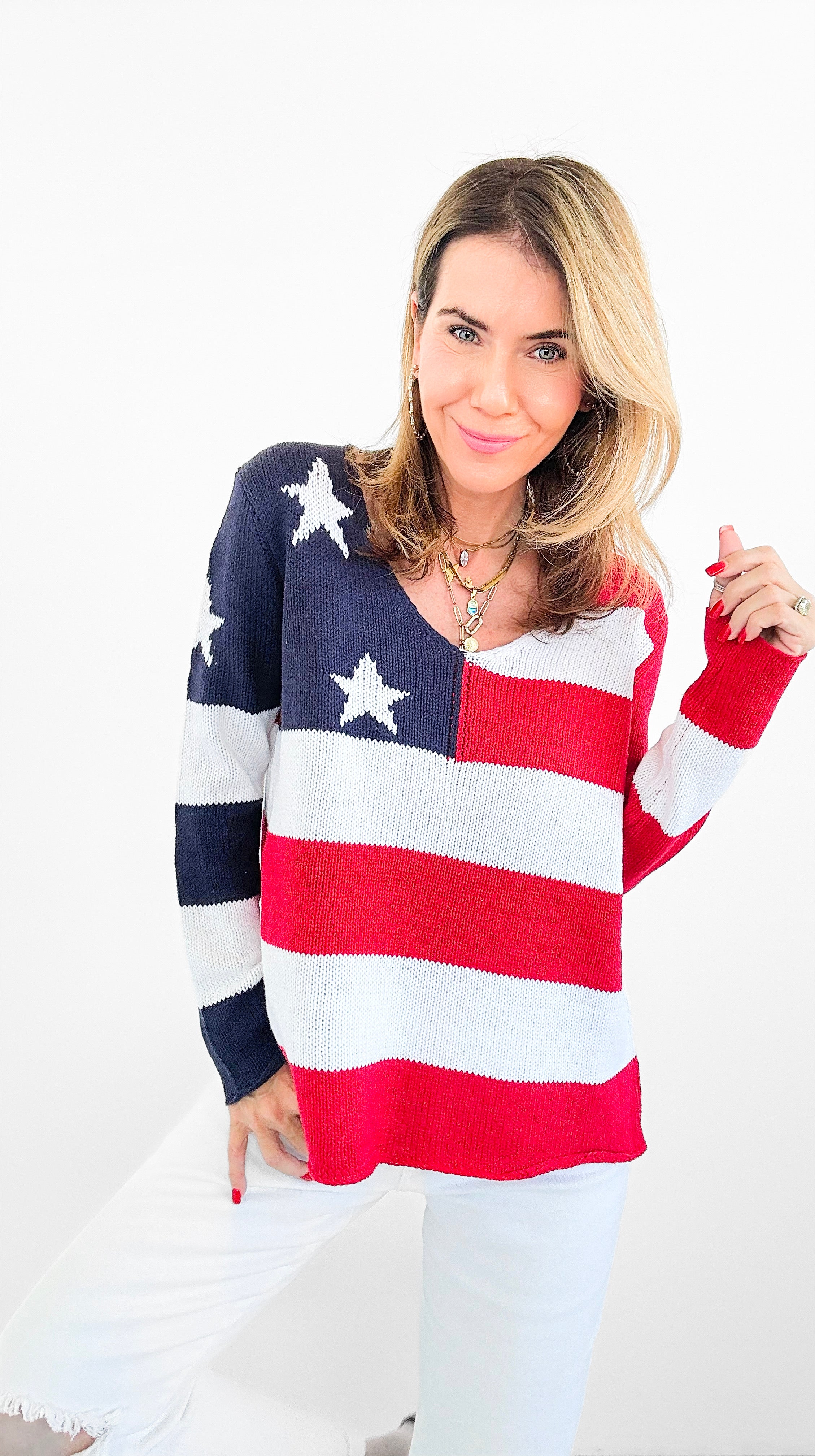 American Dream Sweater-140 Sweaters-MIRACLE-Coastal Bloom Boutique, find the trendiest versions of the popular styles and looks Located in Indialantic, FL