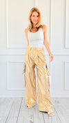 Radiant Metallic Cargo Pants-170 Bottoms-Itoo-Coastal Bloom Boutique, find the trendiest versions of the popular styles and looks Located in Indialantic, FL